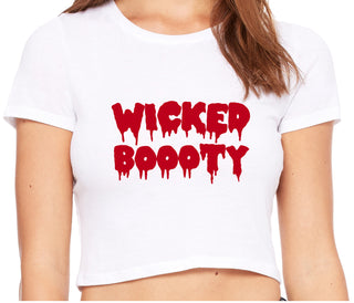 Wicked Boooty - White Crop Top