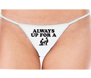 Always Up For A Threesome - White String Thong