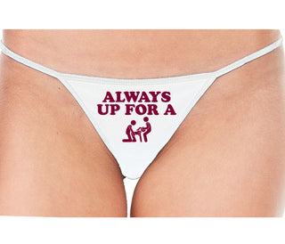 Always Up For A Threesome - White String Thong