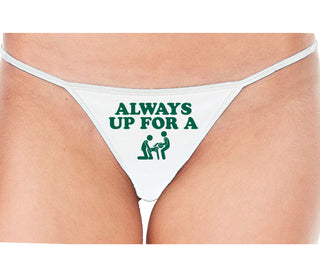 Always Up For A Threesome - White String Thong