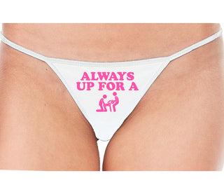Always Up For A Threesome - White String Thong