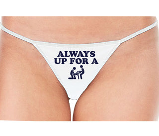 Always Up For A Threesome - White String Thong