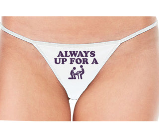 Always Up For A Threesome - White String Thong