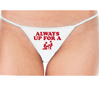 Always Up For A Threesome - White String Thong