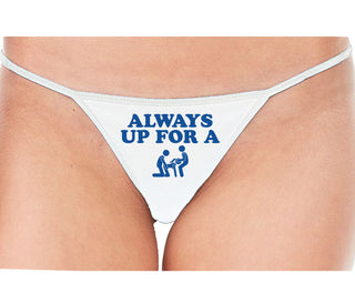 Always Up For A Threesome - White String Thong