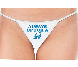 Always Up For A Threesome - White String Thong