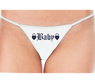 Baby Goth Look With Locks - White String Thong