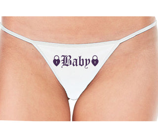 Baby Goth Look With Locks - White String Thong