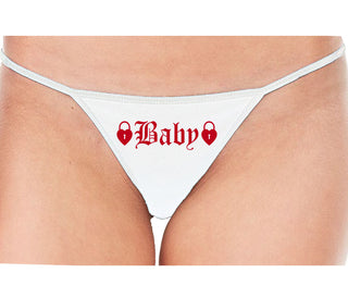 Baby Goth Look With Locks - White String Thong