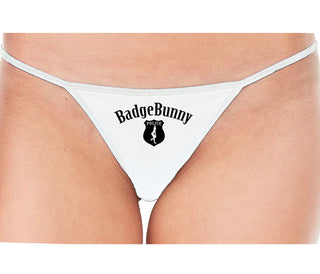 Badge Bunny for LEO Wife or Girlfriend - White String Thong