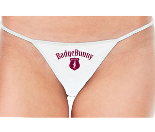 Badge Bunny for LEO Wife or Girlfriend - White String Thong