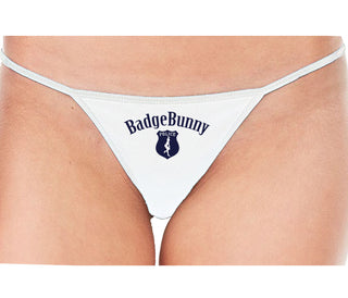 Badge Bunny for LEO Wife or Girlfriend - White String Thong