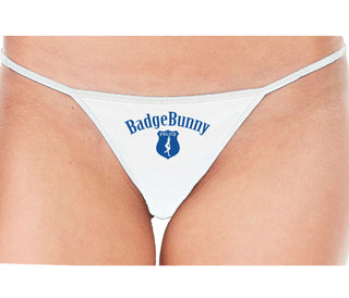 Badge Bunny for LEO Wife or Girlfriend - White String Thong