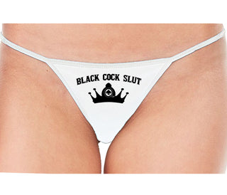 Black Cock Slut - Queen of Spades - White String Thong