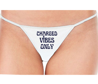 Charged Vibes Only - White String Thong