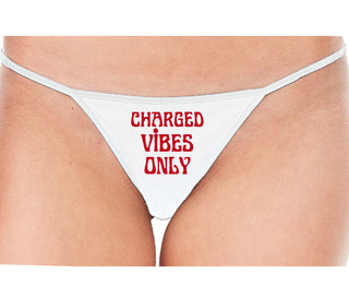 Charged Vibes Only - White String Thong