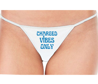 Charged Vibes Only - White String Thong