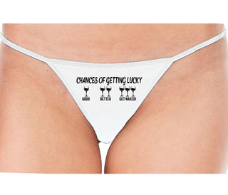 Chances Of Getting Lucky - More Wine - White String Thong