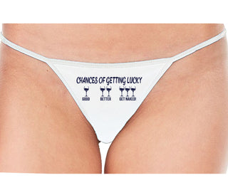 Chances Of Getting Lucky - More Wine - White String Thong
