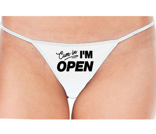 Cum In I'm Open - White String Thong