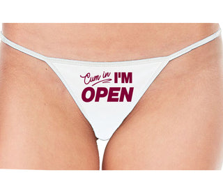 Cum In I'm Open - White String Thong