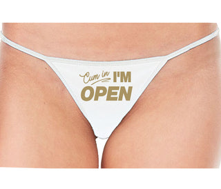 Cum In I'm Open - White String Thong