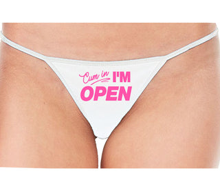 Cum In I'm Open - White String Thong