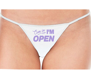 Cum In I'm Open - White String Thong