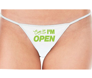 Cum In I'm Open - White String Thong