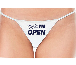 Cum In I'm Open - White String Thong