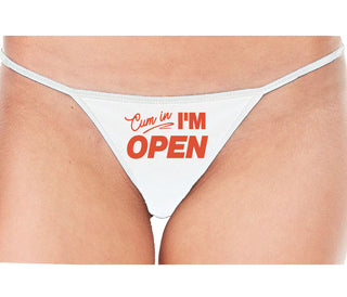 Cum In I'm Open - White String Thong