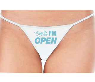 Cum In I'm Open - White String Thong