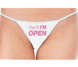 Cum In I'm Open - White String Thong