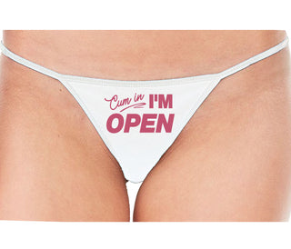 Cum In I'm Open - White String Thong