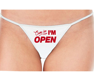 Cum In I'm Open - White String Thong