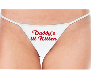 Daddys Little Kitten - White String Thong