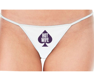 Hot Wife Spade Symbol - White String Thong