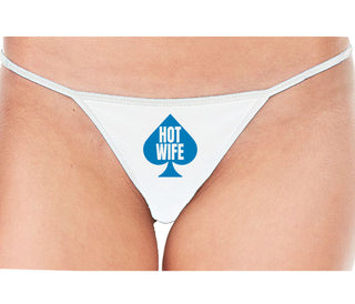 Hot Wife Spade Symbol - White String Thong