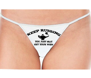 Keep Rubbing You Just May Get Your Wish - White String Thong