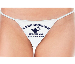 Keep Rubbing You Just May Get Your Wish - White String Thong