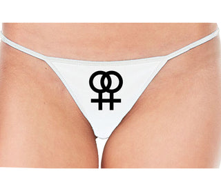 Lesbian Sign - White String Thong