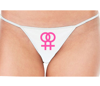 Lesbian Sign - White String Thong