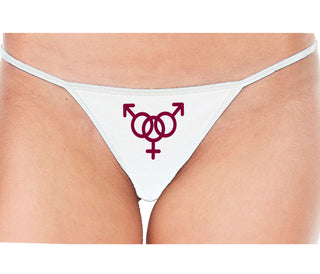 MMF Threesome - White String Thong