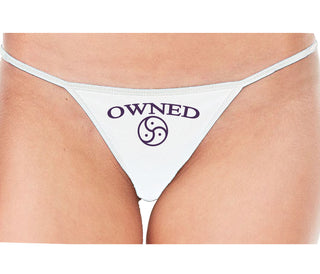 Owned With BDSM Symbol - White String Thong