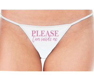 Please Cum Inside Me - White String Thong