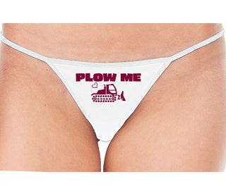 Plow Me - Funny Tractor Design - White String Thong