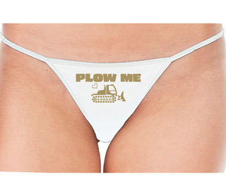 Plow Me - Funny Tractor Design - White String Thong