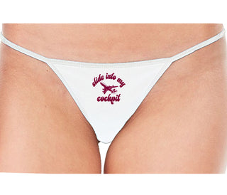 Slide Into My Cockpit - White String Thong