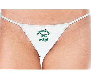 Slide Into My Cockpit - White String Thong