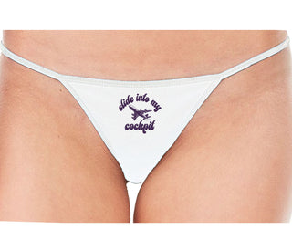 Slide Into My Cockpit - White String Thong
